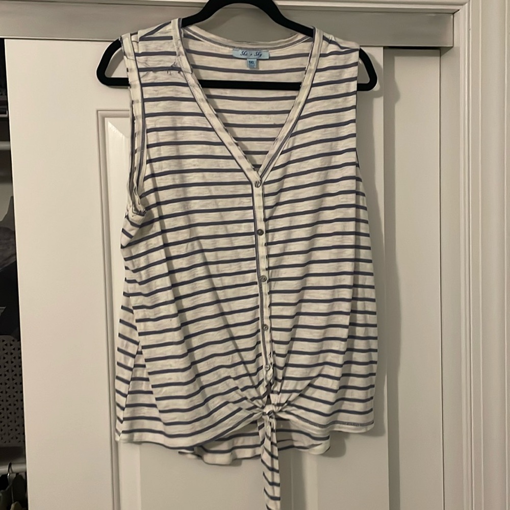 Boutique purchased, tie-front tank